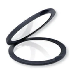 Round Double Mirrored Compact, Matte Black(Round Double Mirrored Compact Matte Black)