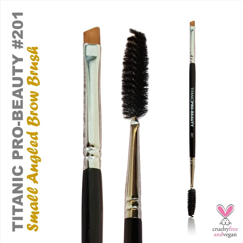 TITANIC PRO-BEAUTY BRUSH (201) - SMALL ANGLED BROW BRUSH WITH SPOOLIE(Titanic Pro Beauty Brush 201 Small Angled Brow Brush With Spoolie) 3 TITANIC PRO-BEAUTY BRUSH (201) - SMALL ANGLED BROW BRUSH WITH SPOOLIE(Titanic Pro Beauty Brush 201 Small Angled Brow Brush With Spoolie)